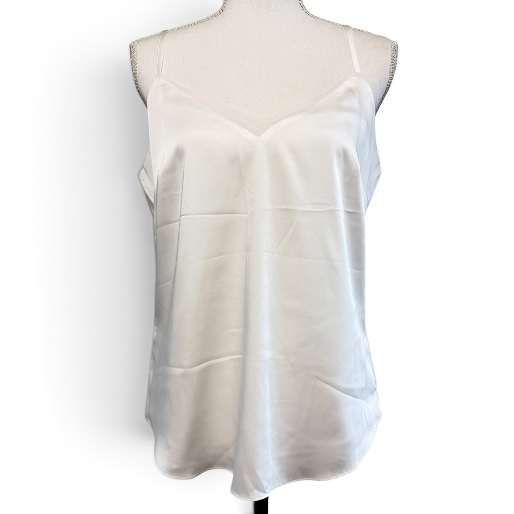 White House Black Market sz S Satin V-Neck Camisole White Adjustable Straps Top